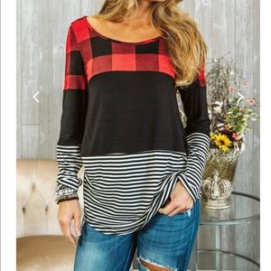 Glitzy Girlz Boutique Red Buffalo Plaid Top